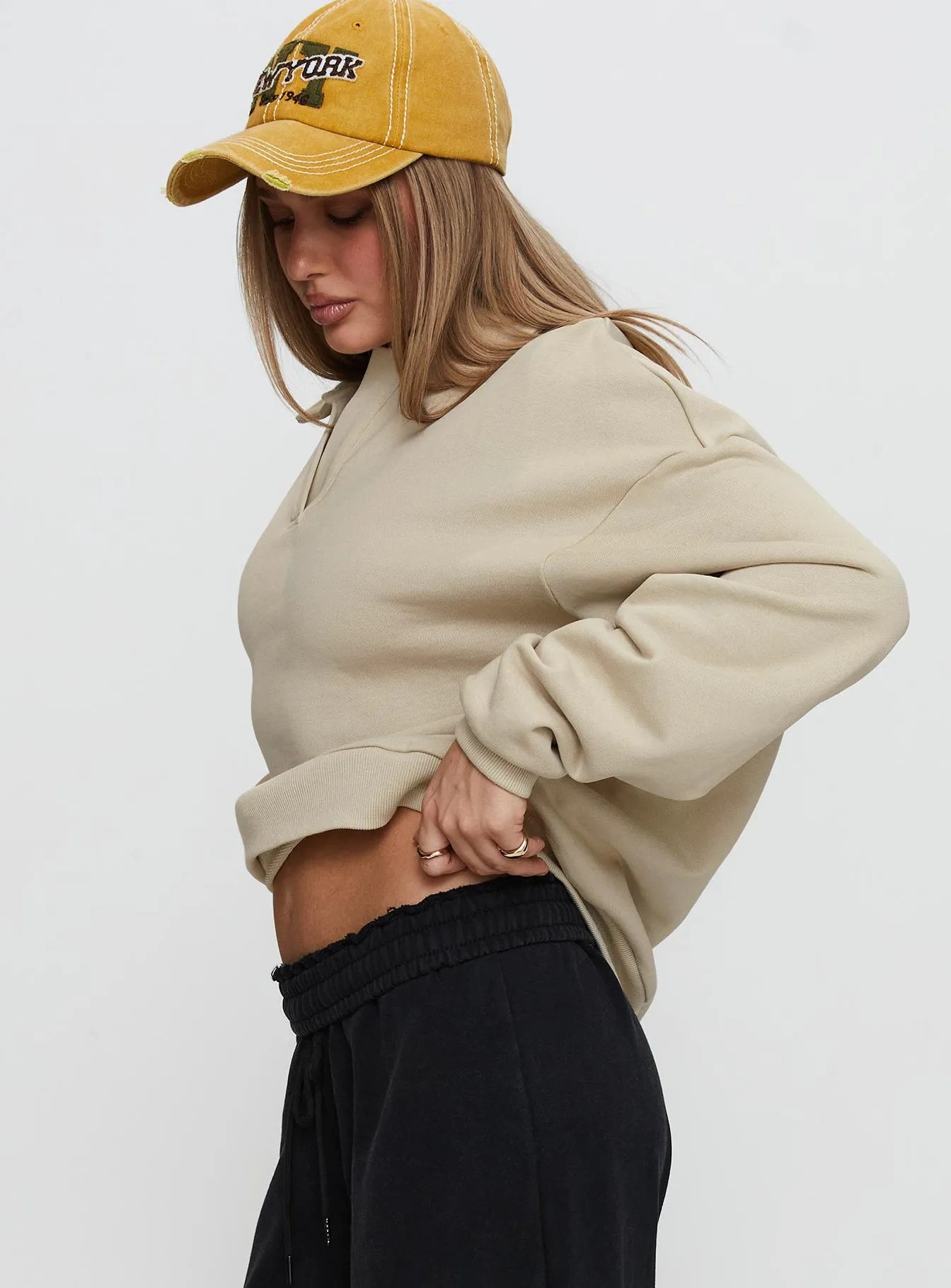 Back Around Collared Fleece Jumper Oat sold by Princess Polly product image thumbnail 3