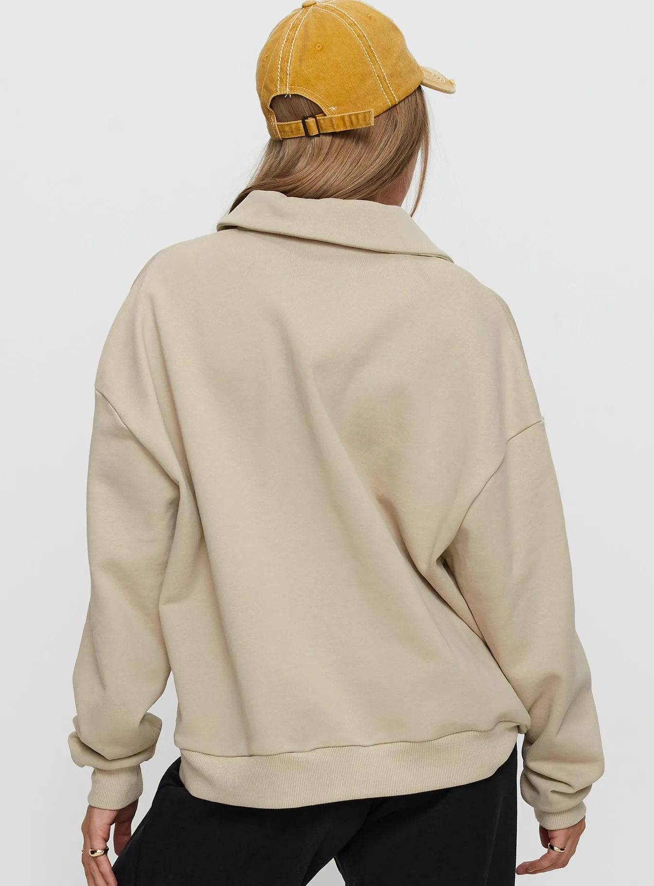 Back Around Collared Fleece Jumper Oat sold by Princess Polly product image thumbnail 4