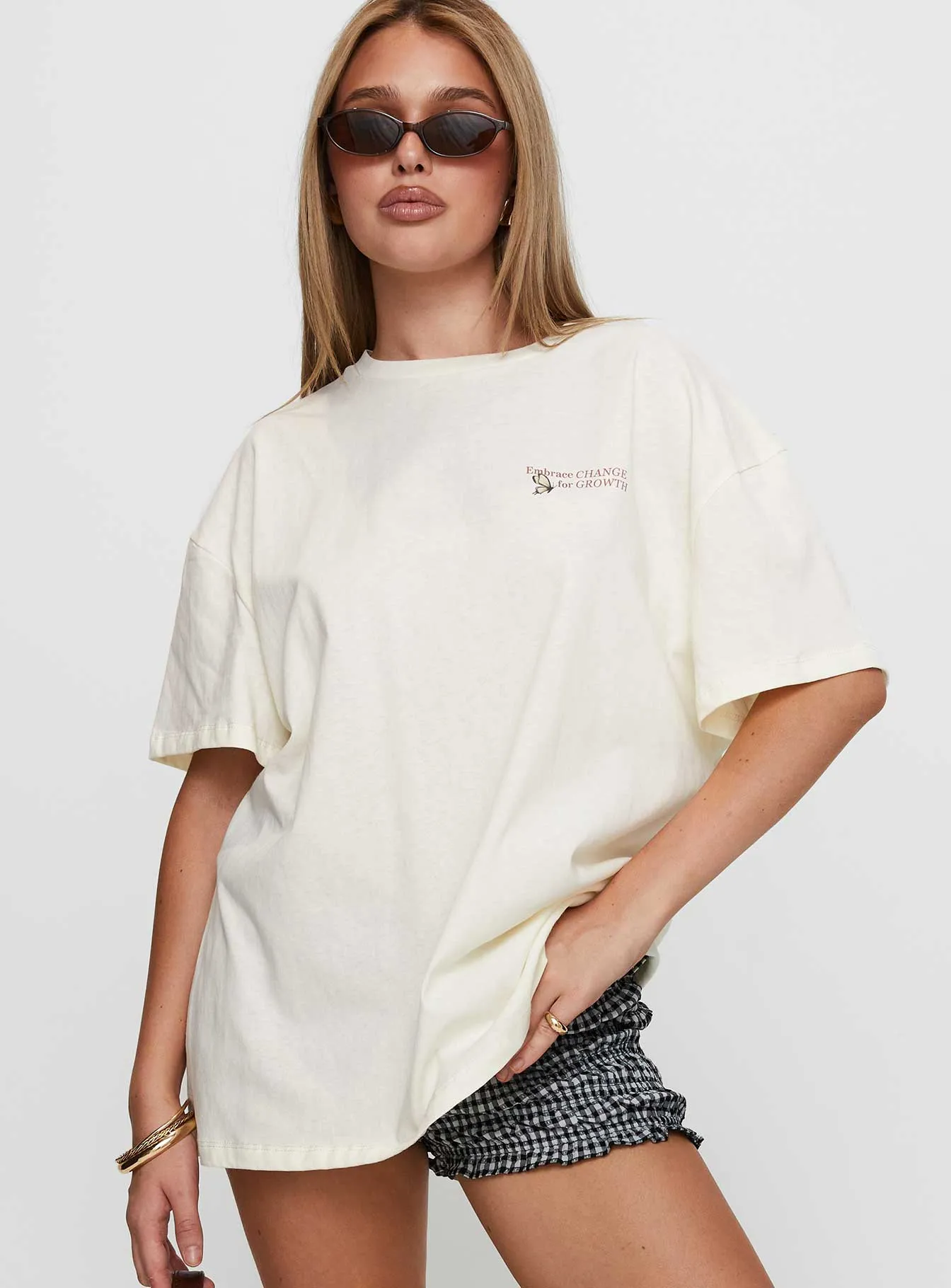 Princess Polly x Butterfly Foundation Charity Merch Oversized Tee Cream sold by Princess Polly product image thumbnail 2
