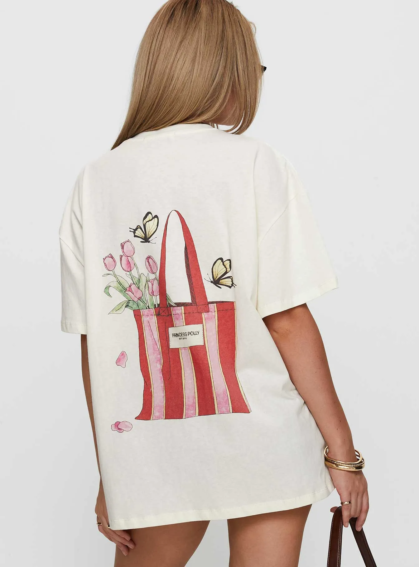 Princess Polly x Butterfly Foundation Charity Merch Oversized Tee Cream sold by Princess Polly product image thumbnail 5