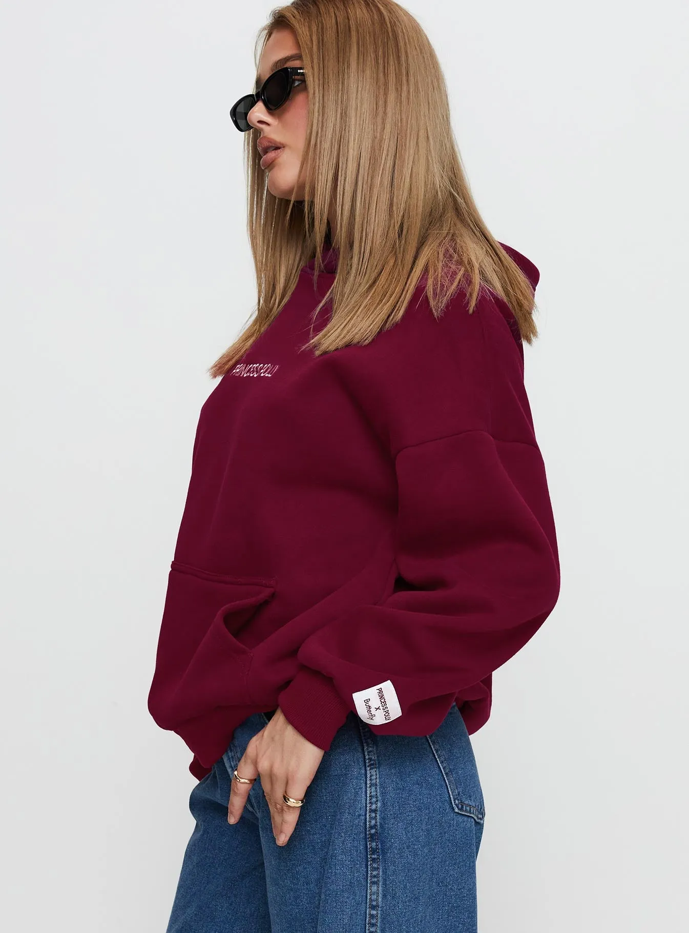 Princess Polly x Butterfly Foundation Charity Merch Hoody Wine sold by Princess Polly product image thumbnail 4