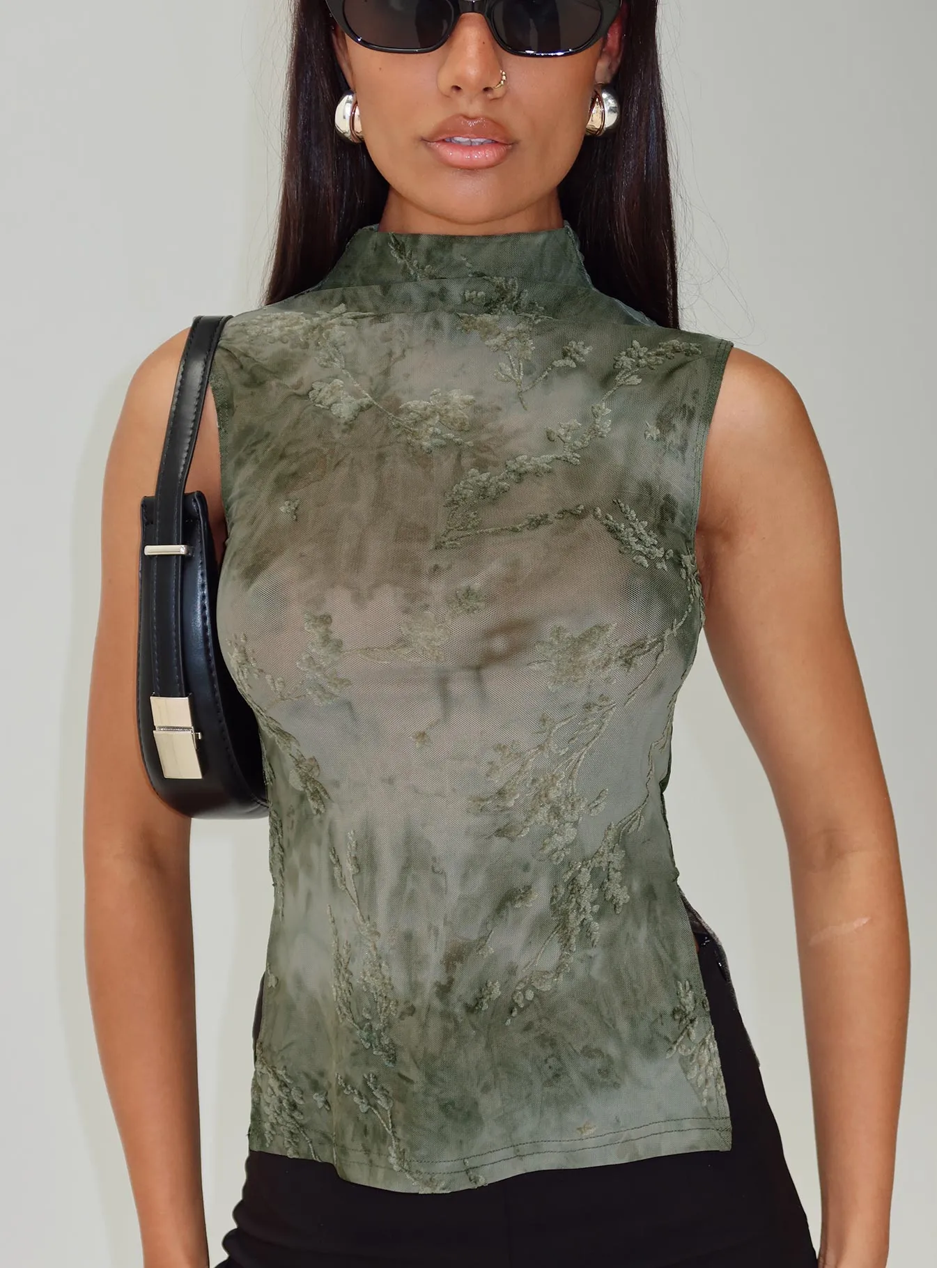 Nights All Alone High Neck Top Multi sold by Princess Polly