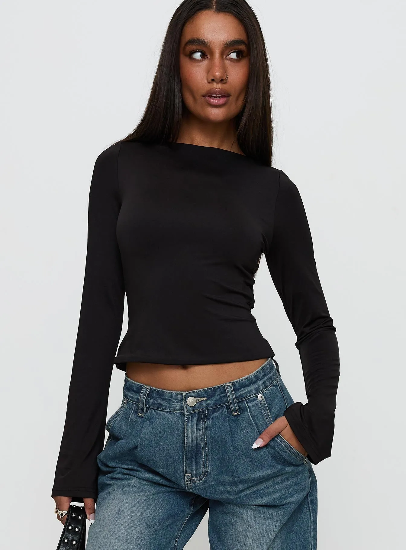 Lifes Good Long Sleeve Backless Top Black sold by Princess Polly product image thumbnail 2