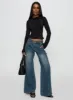 Laguardia Mid Rise Wide Leg Jeans Dark Blue Wash sold by Princess Polly