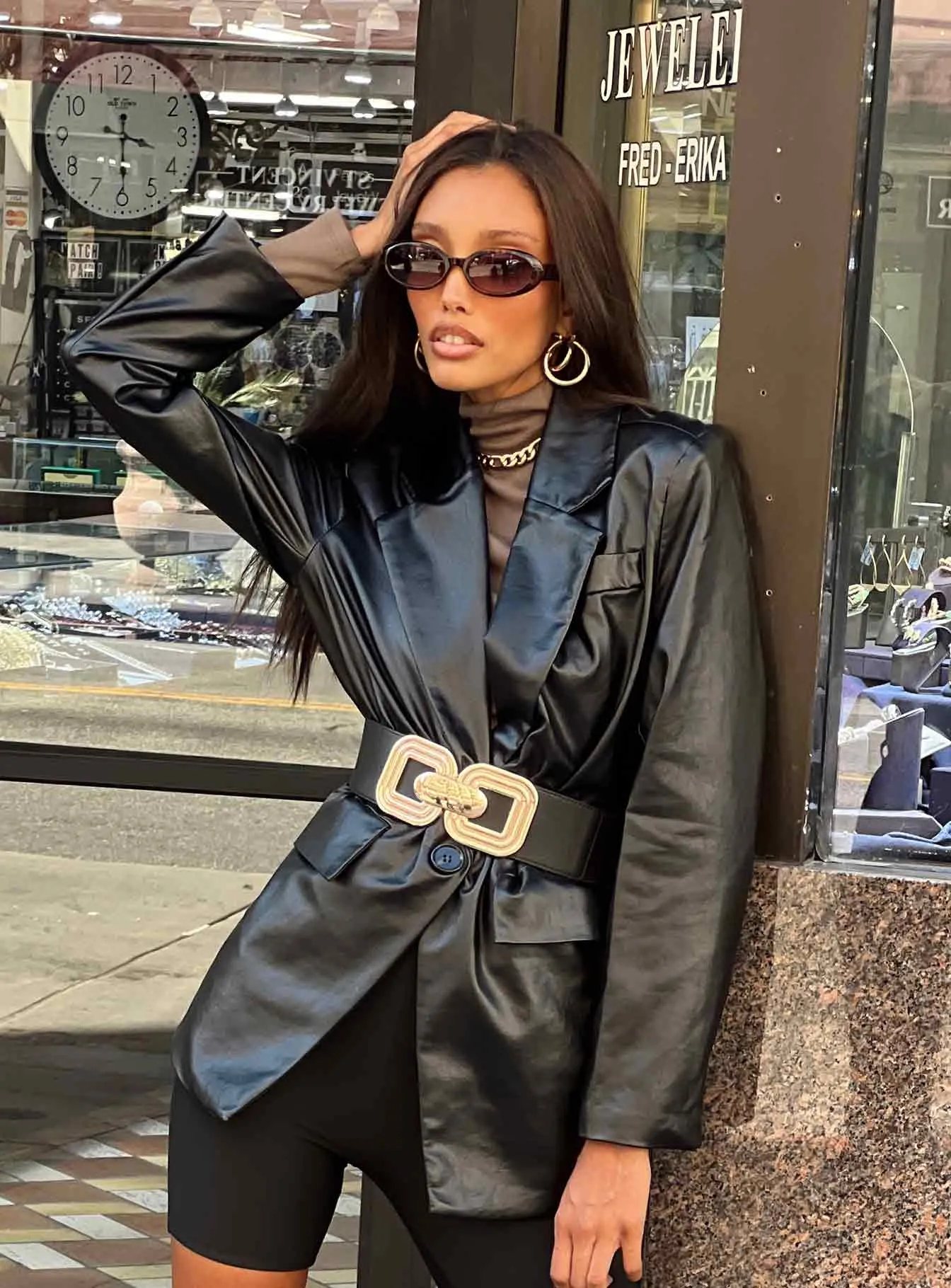 Jocelyn Faux Leather Blazer Black sold by Princess Polly product image thumbnail 4