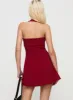 Alyn Halter Mini Dress Wine Red Petite sold by Princess Polly