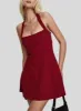 Alyn Halter Mini Dress Wine Red Petite sold by Princess Polly