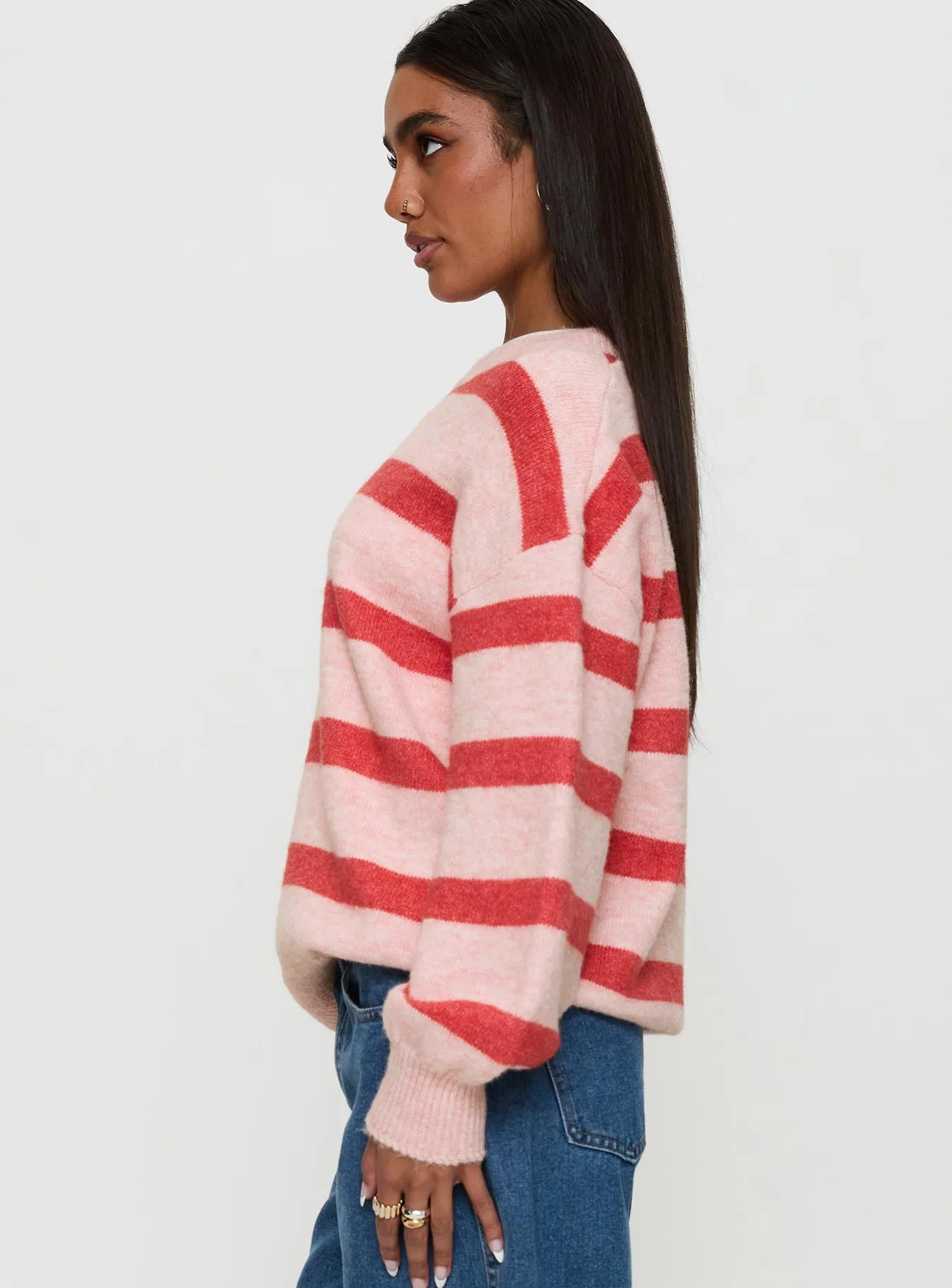 Ryanna Sweater Pink / Red Stripe sold by Princess Polly product image thumbnail 4