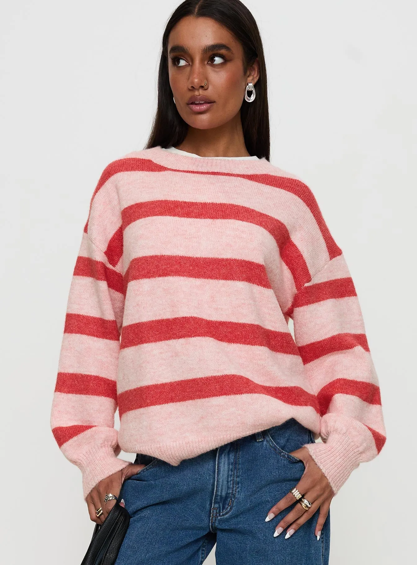Ryanna Sweater Pink / Red Stripe sold by Princess Polly product image thumbnail 2