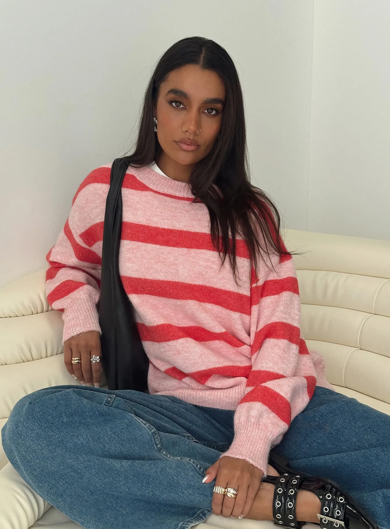 Ryanna Sweater Pink / Red Stripe sold by Princess Polly