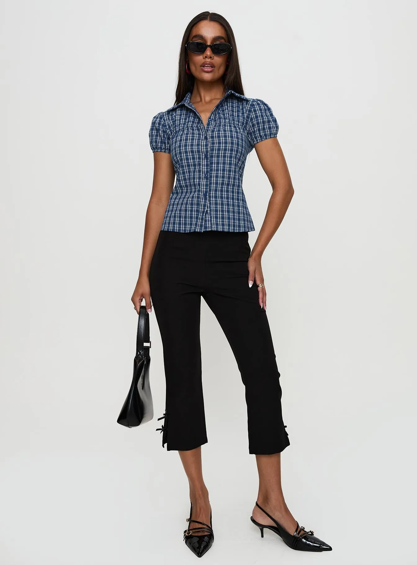 Separate Scenes Button Up Top Blue Check sold by Princess Polly product image thumbnail 3