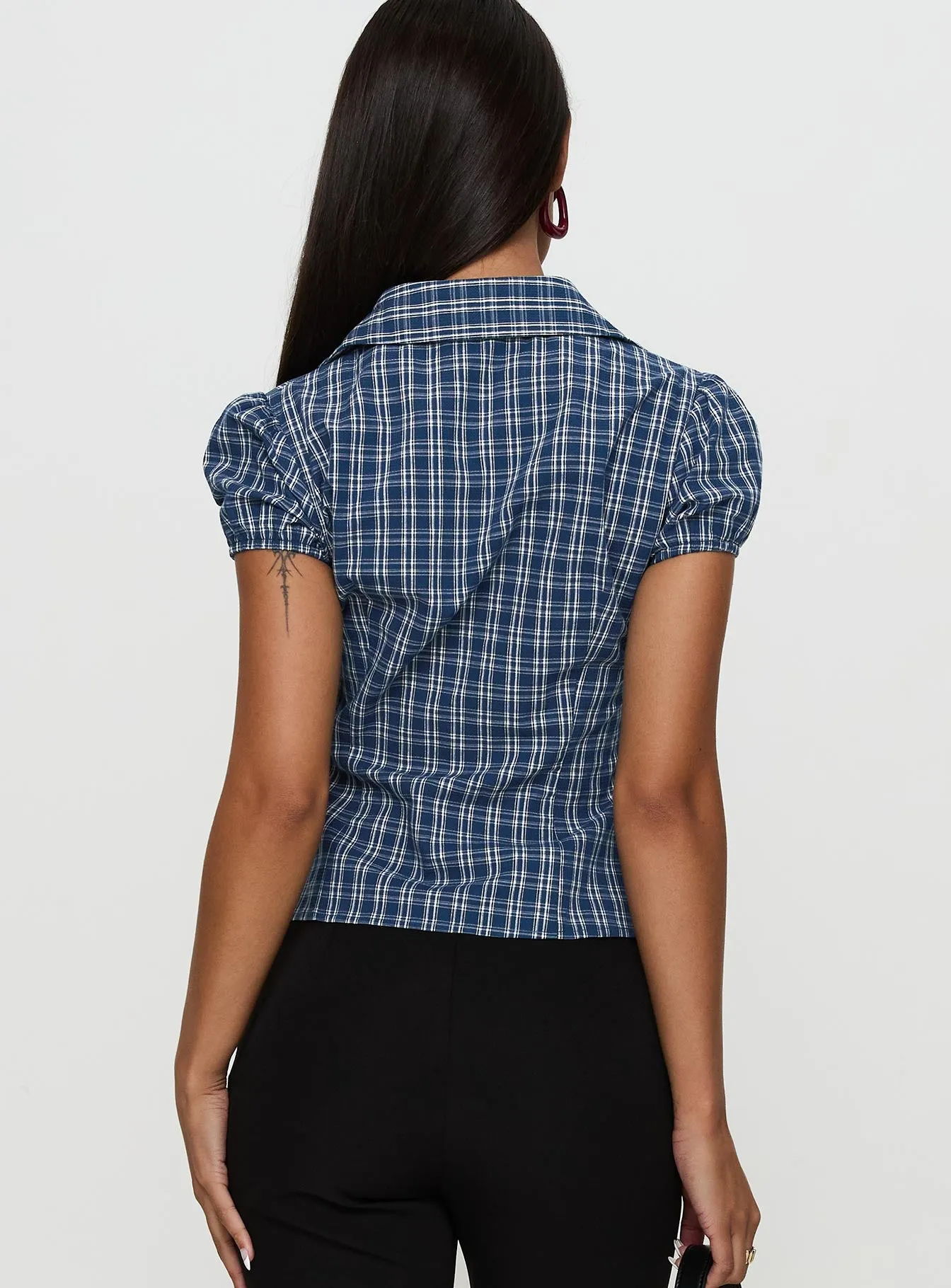 Separate Scenes Button Up Top Blue Check sold by Princess Polly product image thumbnail 5