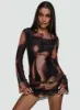 Nyxia Long Sleeve Mini Dress Multi sold by Princess Polly