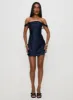 Zabbarra Off The Shoulder Mini Dress Navy sold by Princess Polly