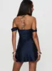 Zabbarra Off The Shoulder Mini Dress Navy sold by Princess Polly
