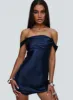 Zabbarra Off The Shoulder Mini Dress Navy sold by Princess Polly
