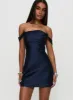 Zabbarra Off The Shoulder Mini Dress Navy sold by Princess Polly