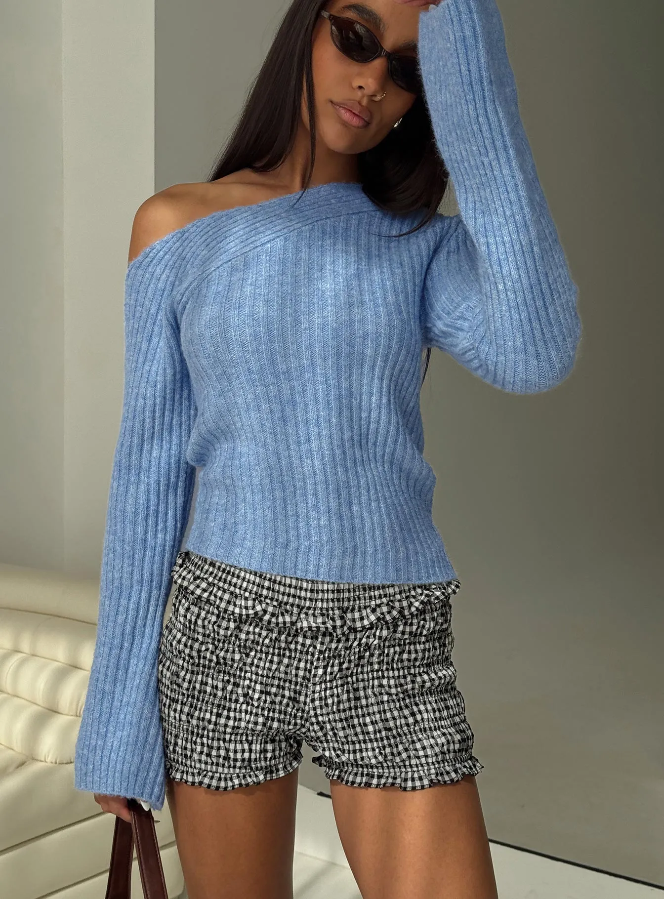 Phillips Cold Shoulder Sweater Blue sold by Princess Polly