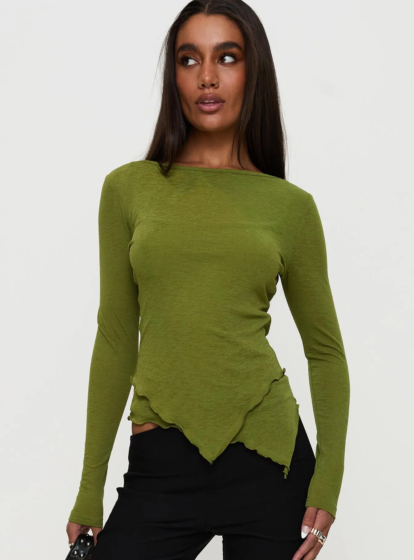 I Know You Backless Long Sleeve Top Green sold by Princess Polly product image thumbnail 2