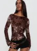 Meant To Be Mesh Long Sleeve Top Brown Floral sold by Princess Polly