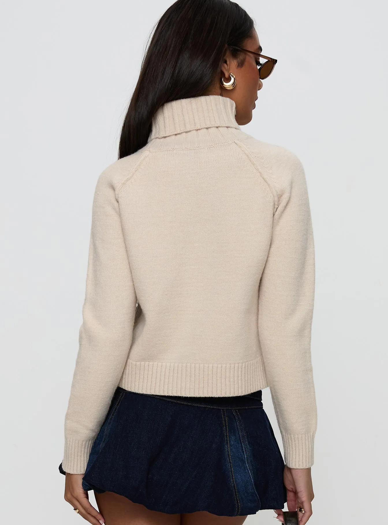 Enrica Funnel Neck Knit Sweater Cream sold by Princess Polly product image thumbnail 5