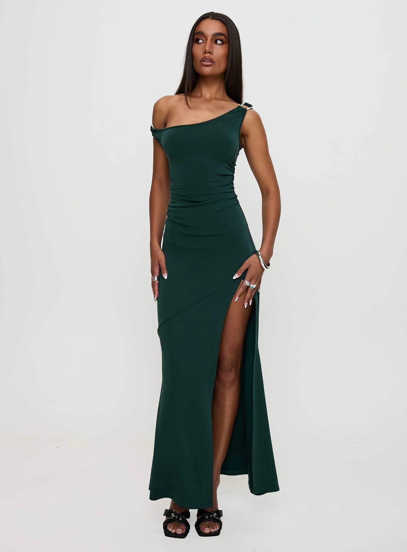 Rios One Shoulder Maxi Dress Green sold by Princess Polly product image thumbnail 2