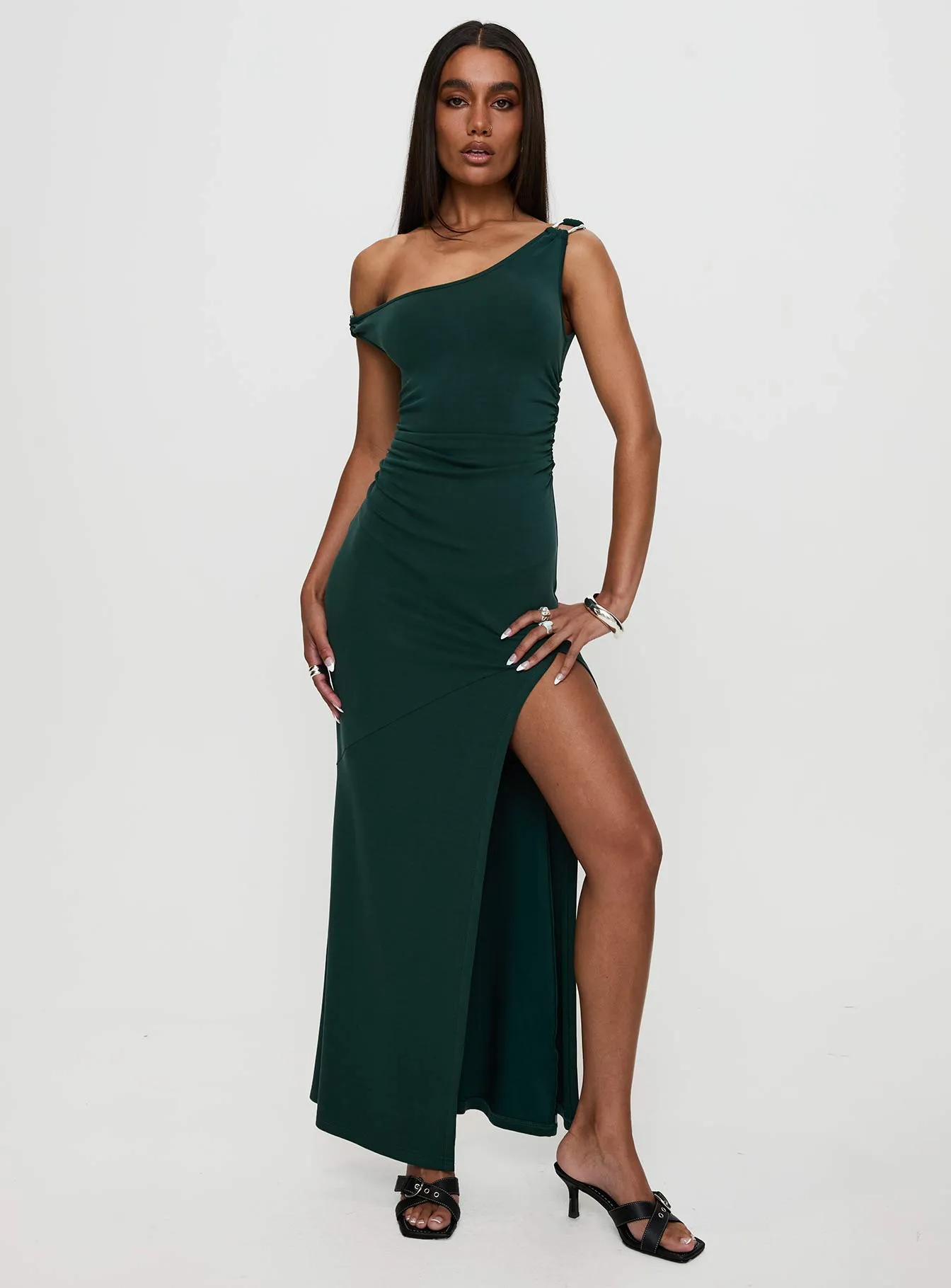 Rios One Shoulder Maxi Dress Green sold by Princess Polly product image thumbnail 3