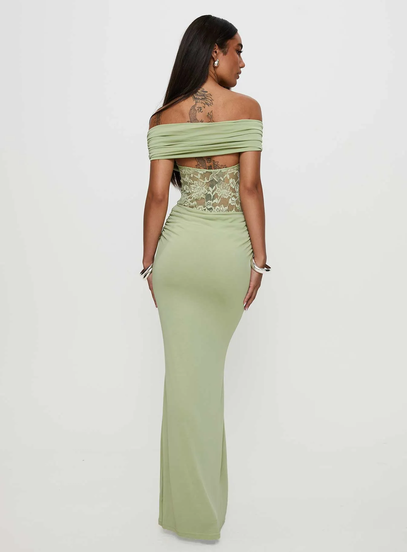 Gwendolen Off The Shoulder Maxi Dress Green sold by Princess Polly product image thumbnail 5