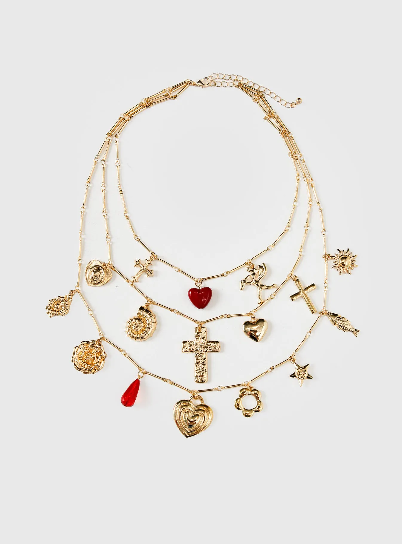 Cash Out Layered Charm Necklace Gold sold by Princess Polly product image thumbnail 2