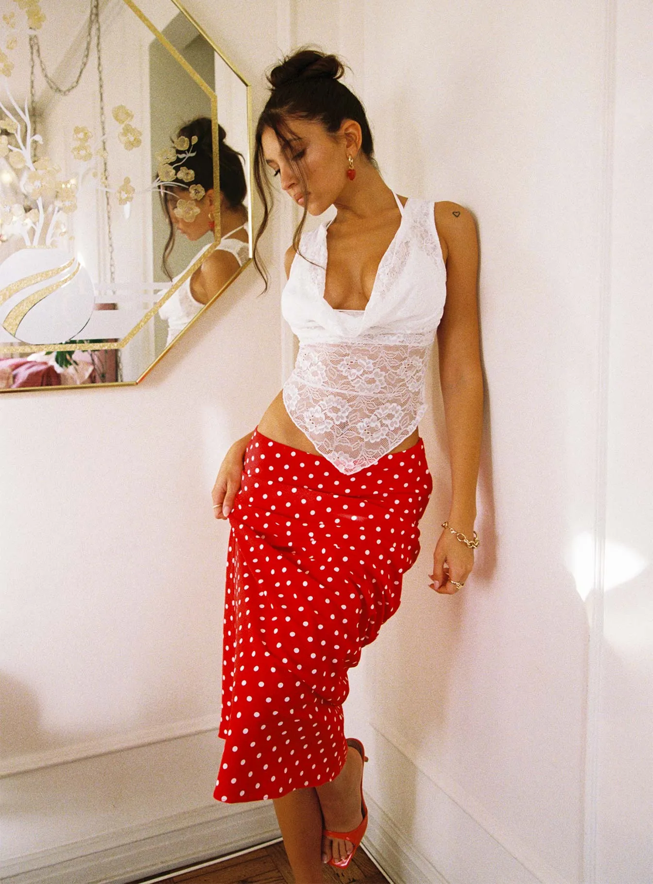 Hayze Maxi Skirt Red / White Polka sold by Princess Polly product image thumbnail 2