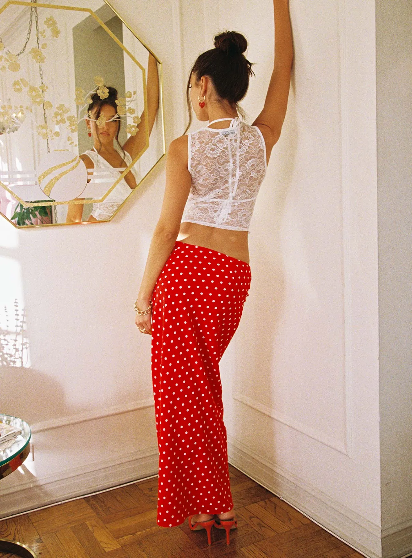 Hayze Maxi Skirt Red / White Polka sold by Princess Polly product image thumbnail 4