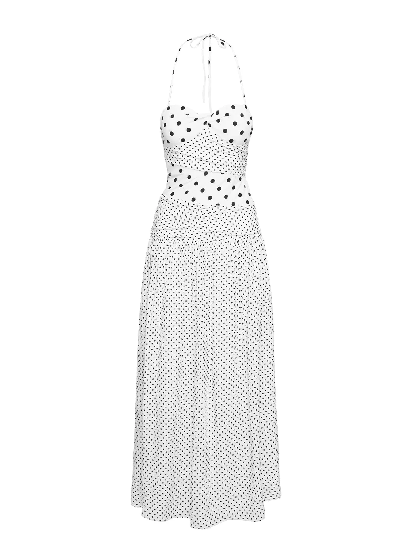 Marguerite Halter Maxi Dress White Polka Dot sold by Princess Polly product image thumbnail 5