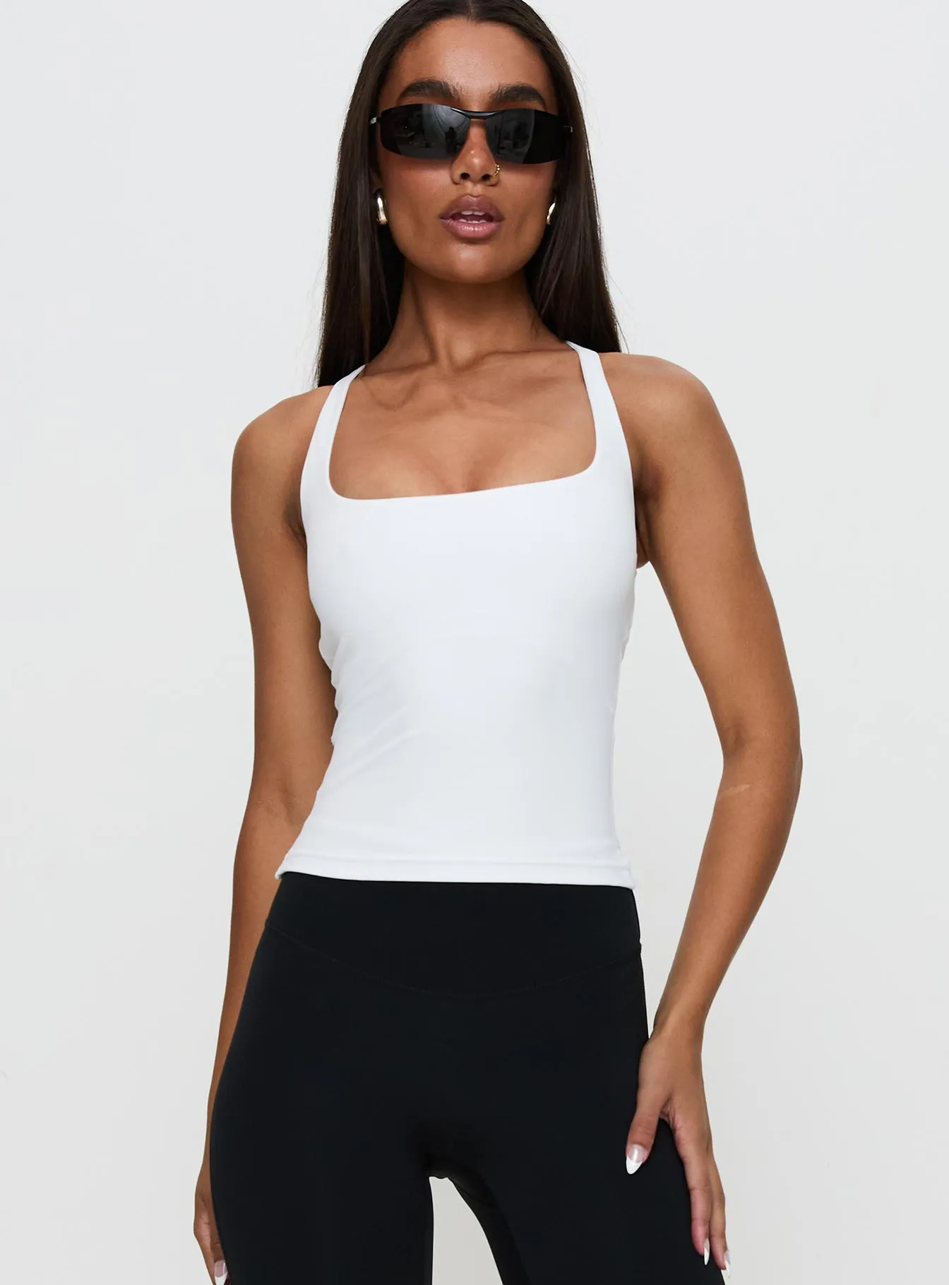 Layup Active Longline Cross Back Top White sold by Princess Polly product image thumbnail 2