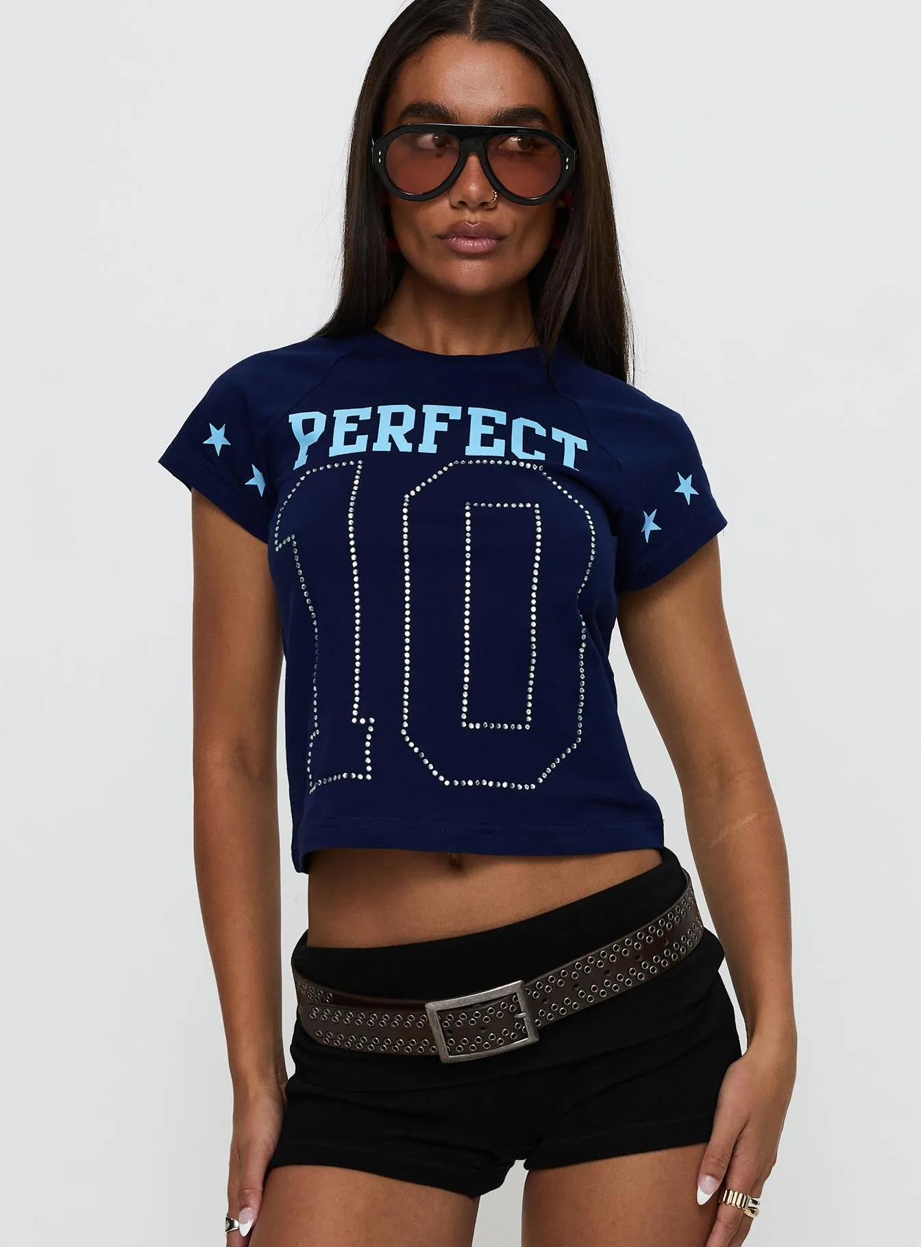 Perfect 10 Graphic Top Blue sold by Princess Polly product image thumbnail 2