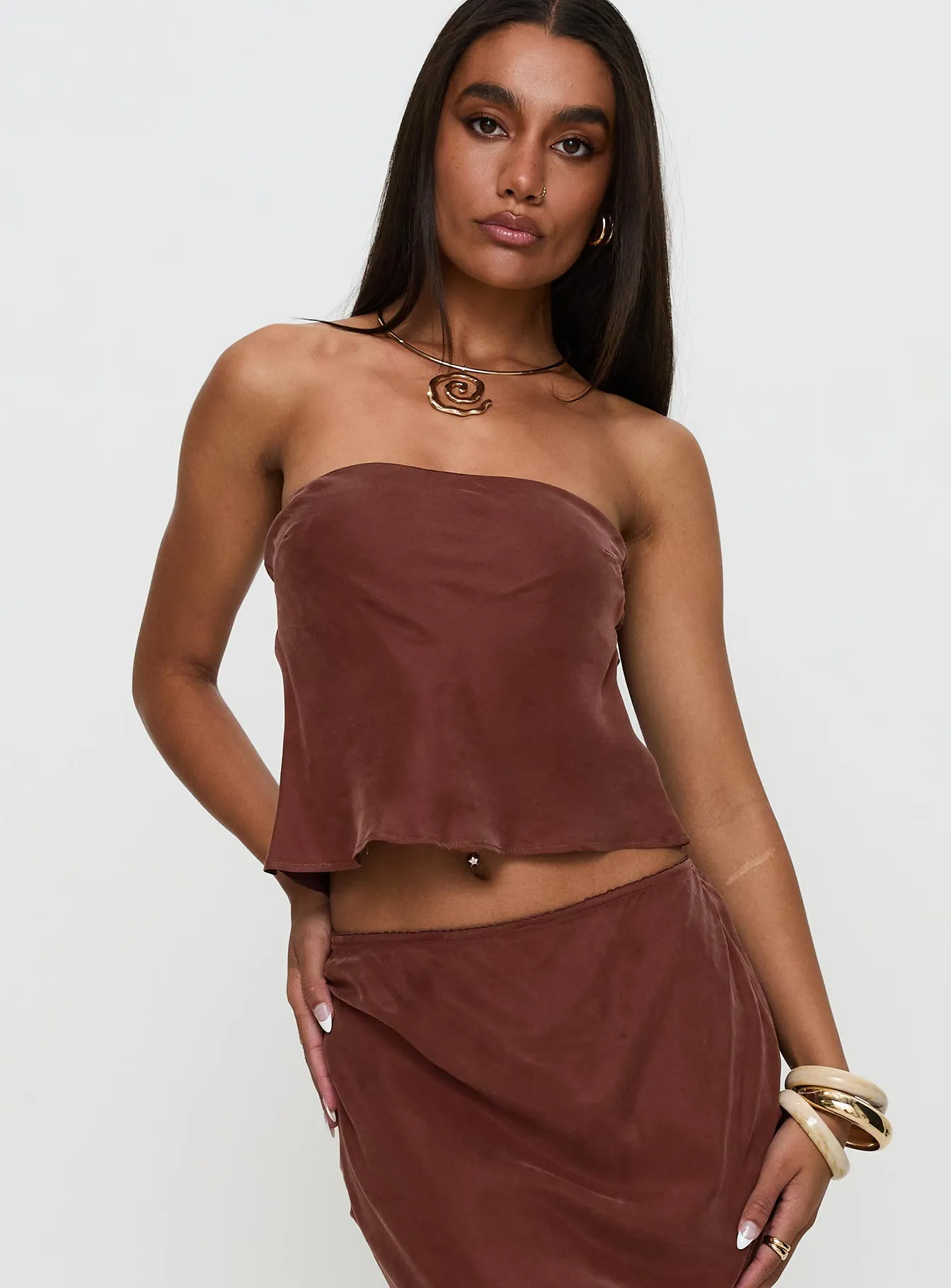 Lucelia Strapless Top Brown sold by Princess Polly product image thumbnail 2