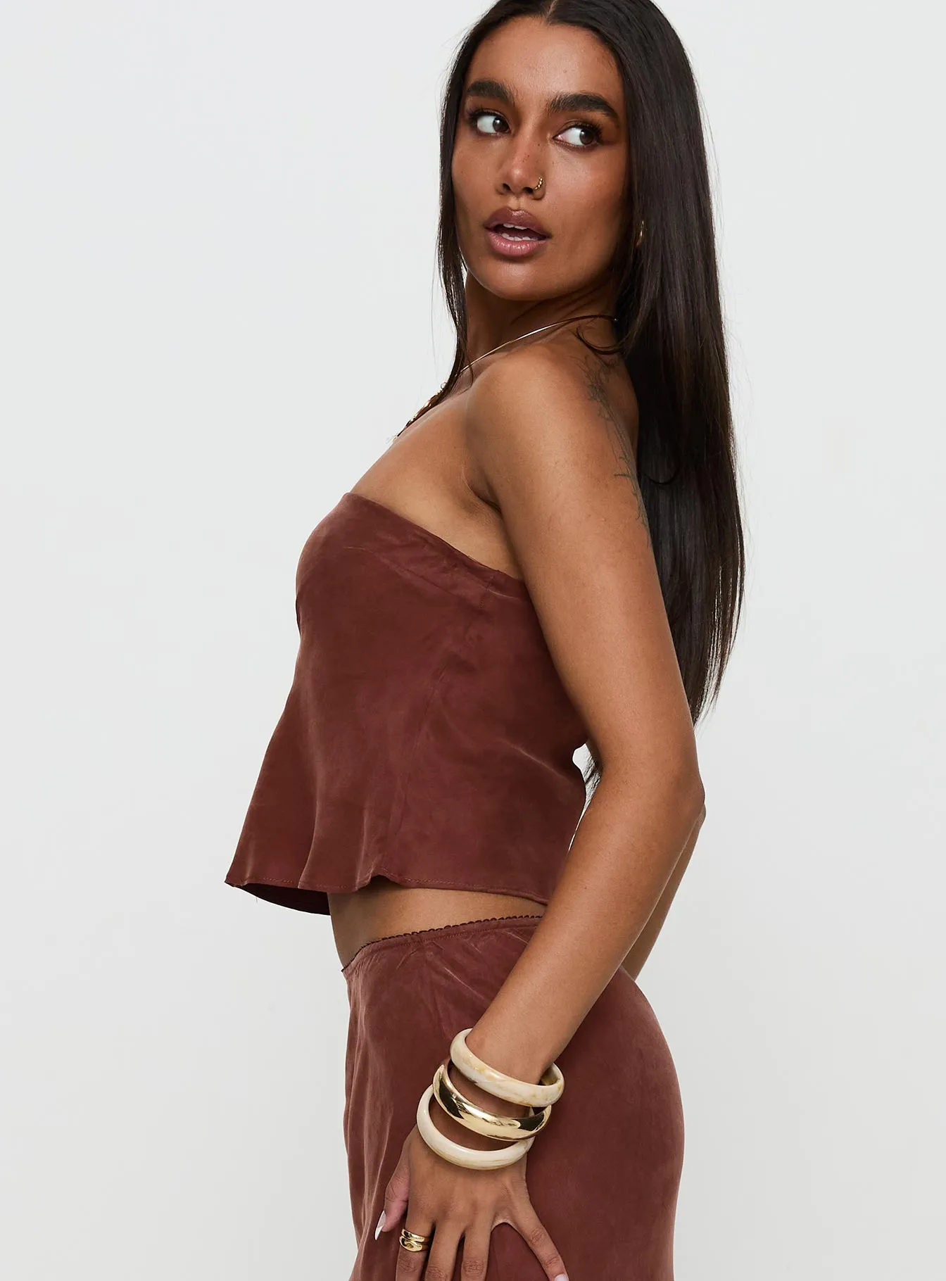 Lucelia Strapless Top Brown sold by Princess Polly product image thumbnail 4