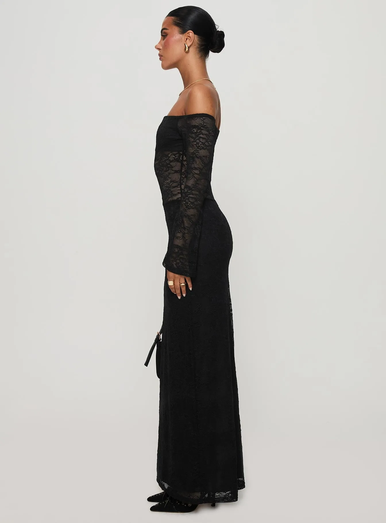 Pinot Grigio Long Sleeve Lace Maxi Dress Black sold by Princess Polly product image thumbnail 4