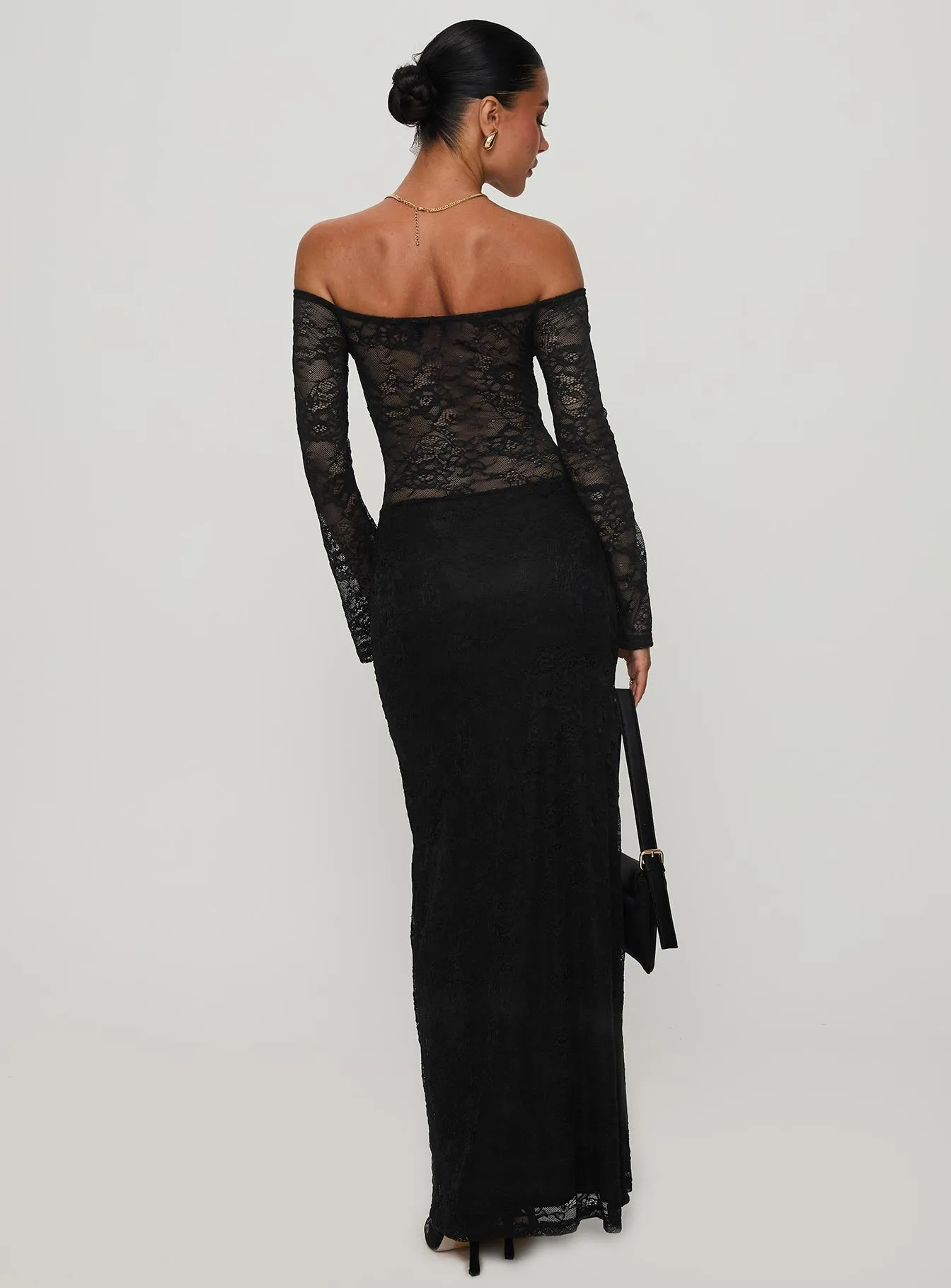 Pinot Grigio Long Sleeve Lace Maxi Dress Black sold by Princess Polly product image thumbnail 5