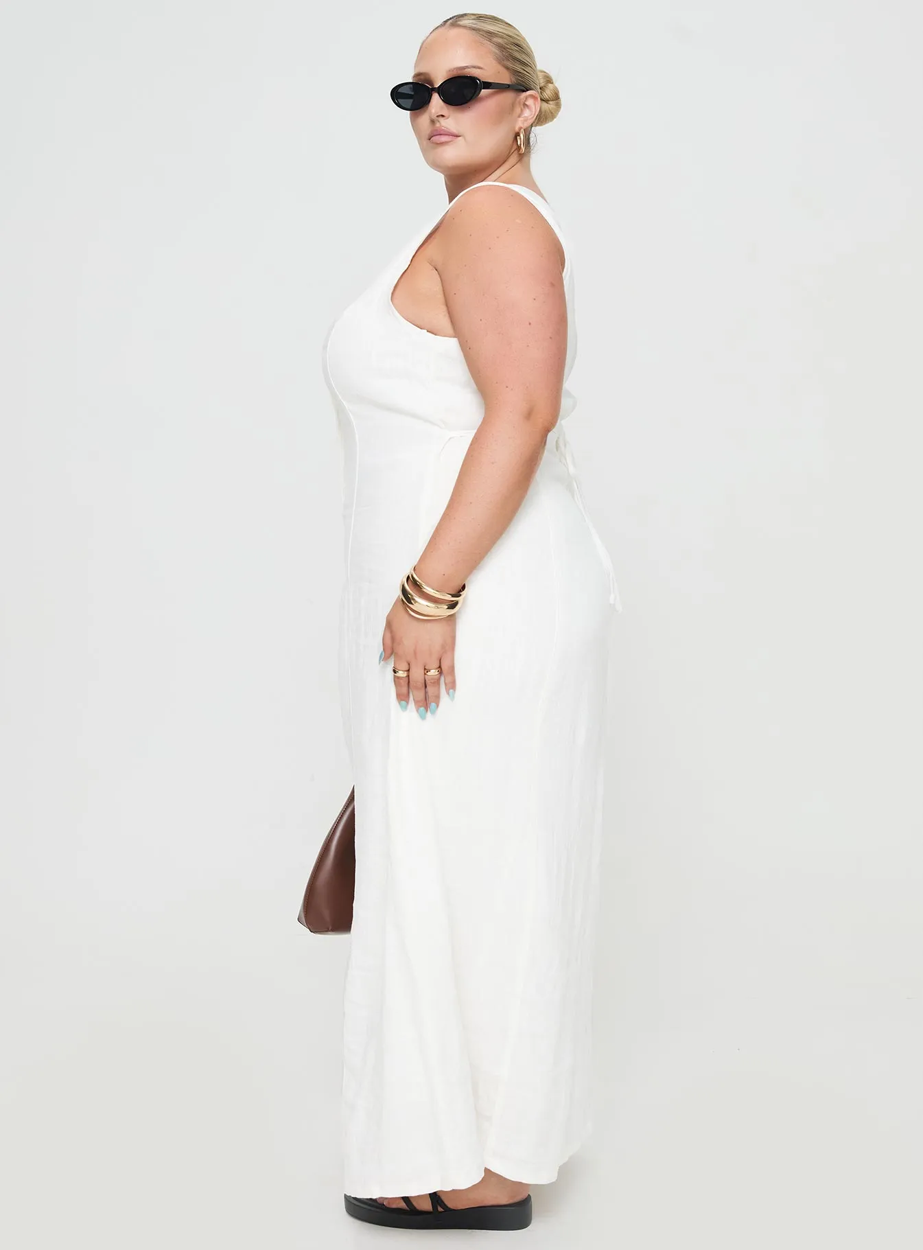 Summer Season Linen Blend Maxi Dress White Curve sold by Princess Polly product image thumbnail 4