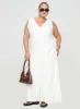 Summer Season Linen Blend Maxi Dress White Curve sold by Princess Polly