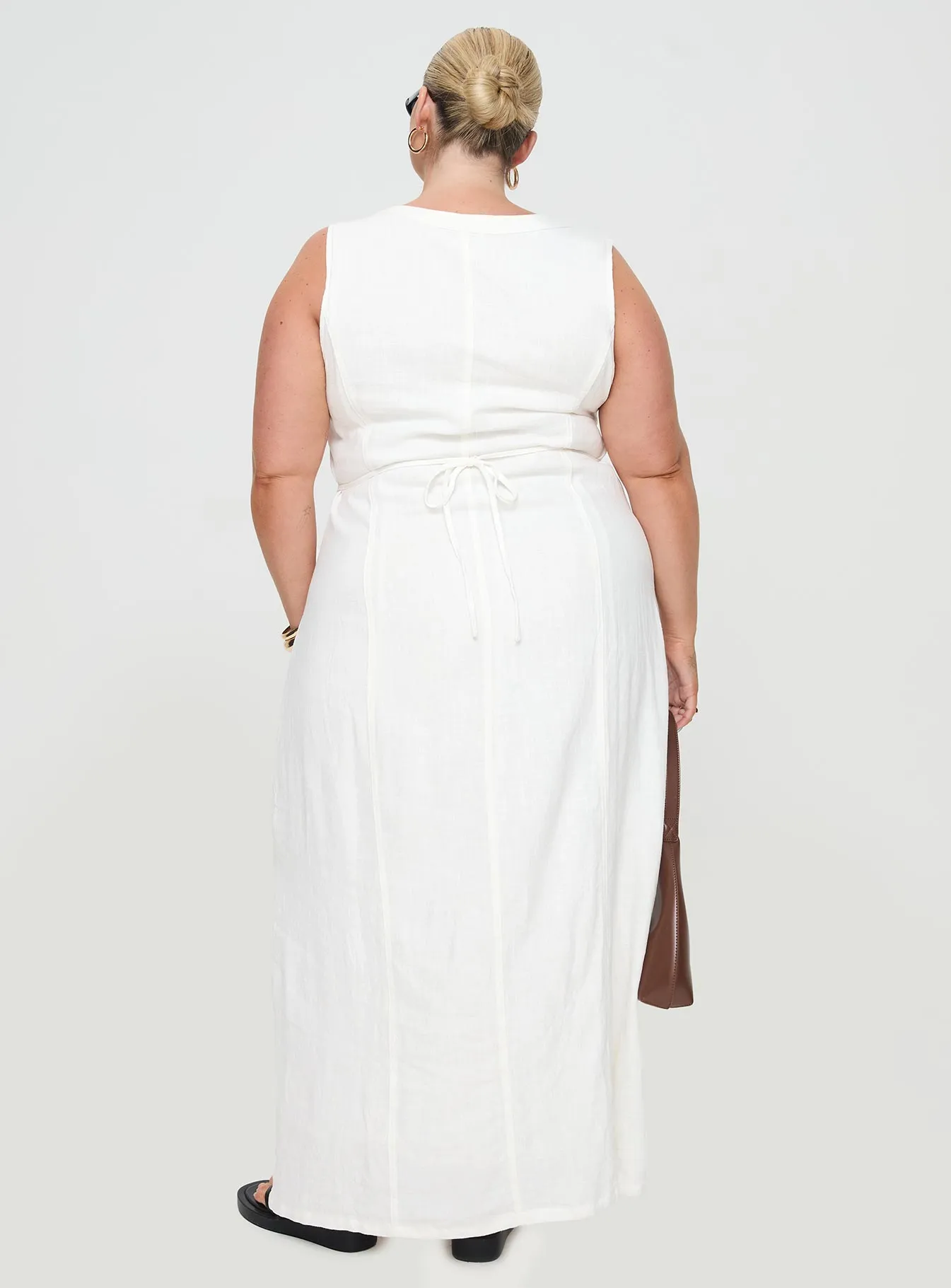 Summer Season Linen Blend Maxi Dress White Curve sold by Princess Polly product image thumbnail 5