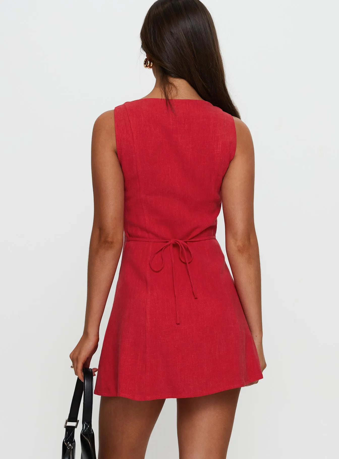 Dollie Linen Mini Dress Red sold by Princess Polly product image thumbnail 5
