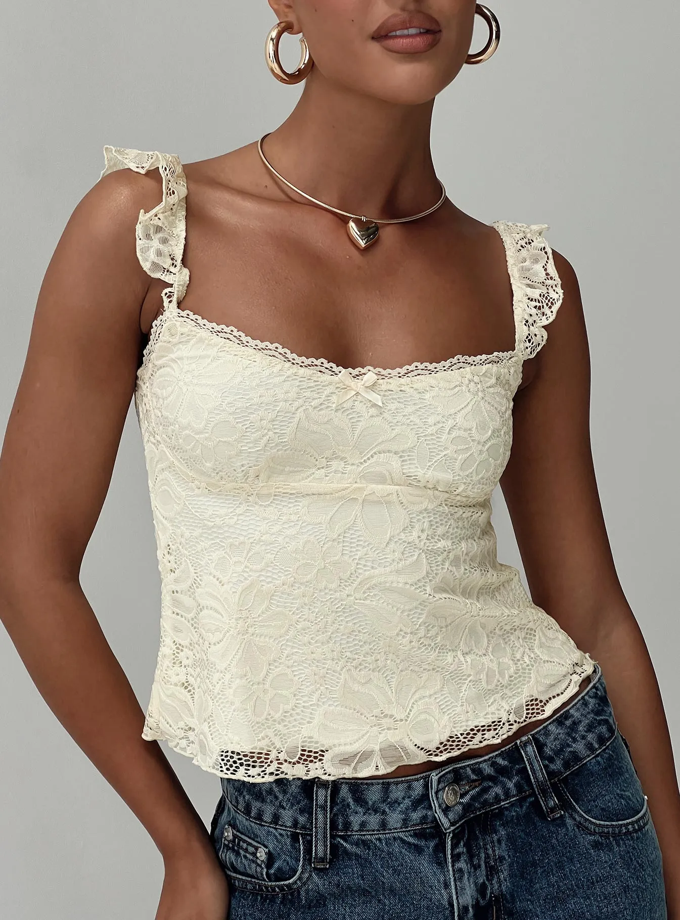 Madaleine Lace Top Cream sold by Princess Polly