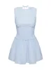 Yennifer Shirred Mini Dress Blue / White sold by Princess Polly