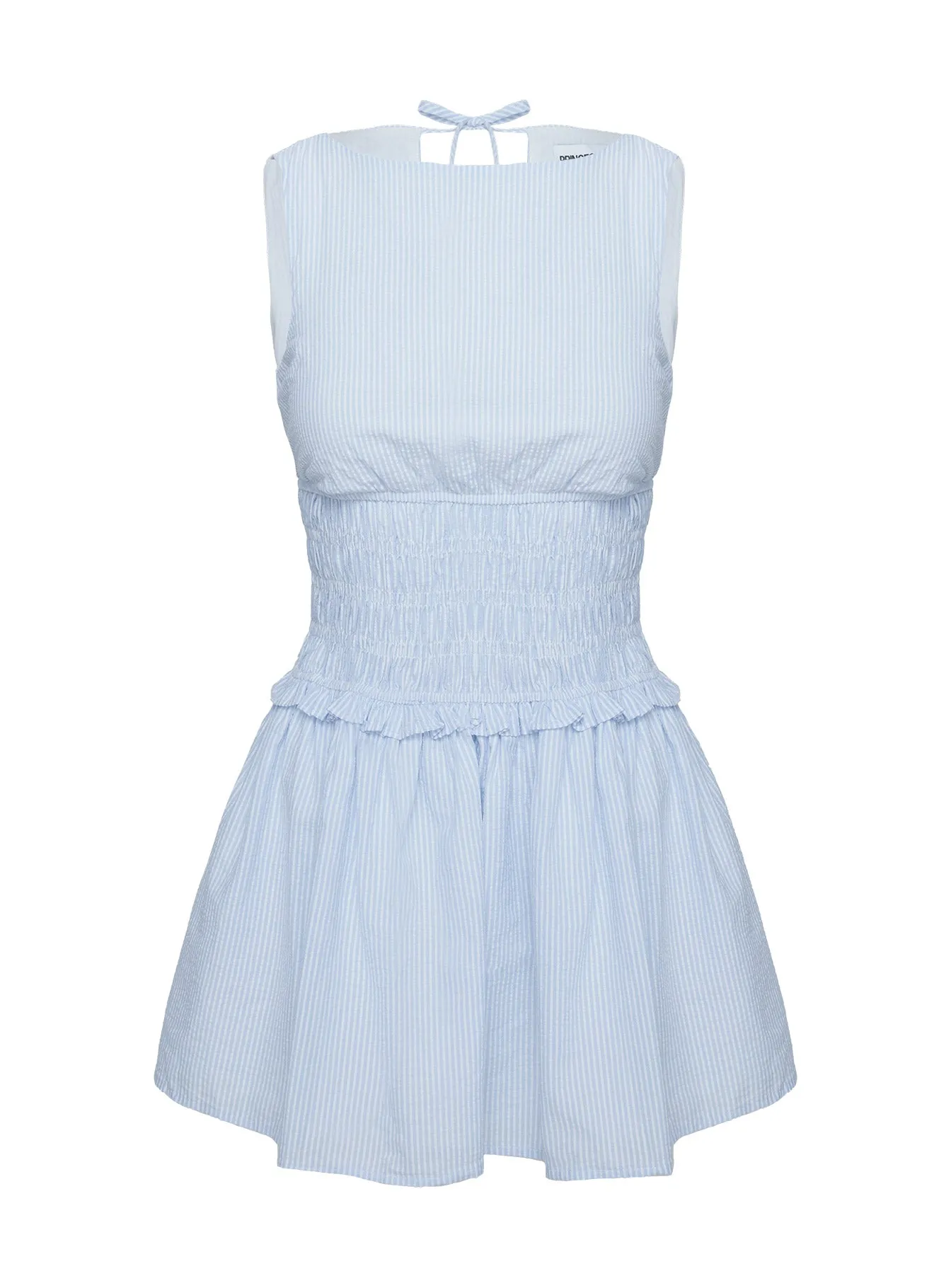 Yennifer Shirred Mini Dress Blue / White sold by Princess Polly product image thumbnail 5