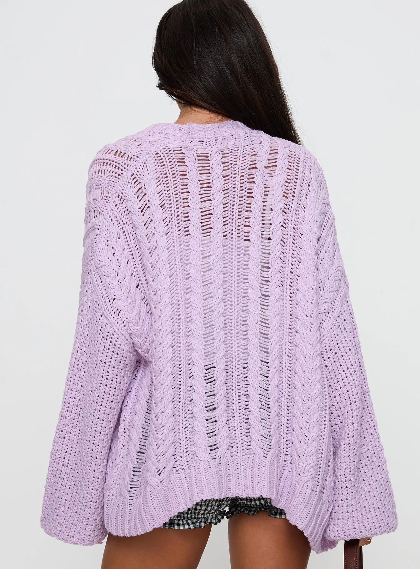 Abner Cable Cardigan Lilac sold by Princess Polly product image thumbnail 5