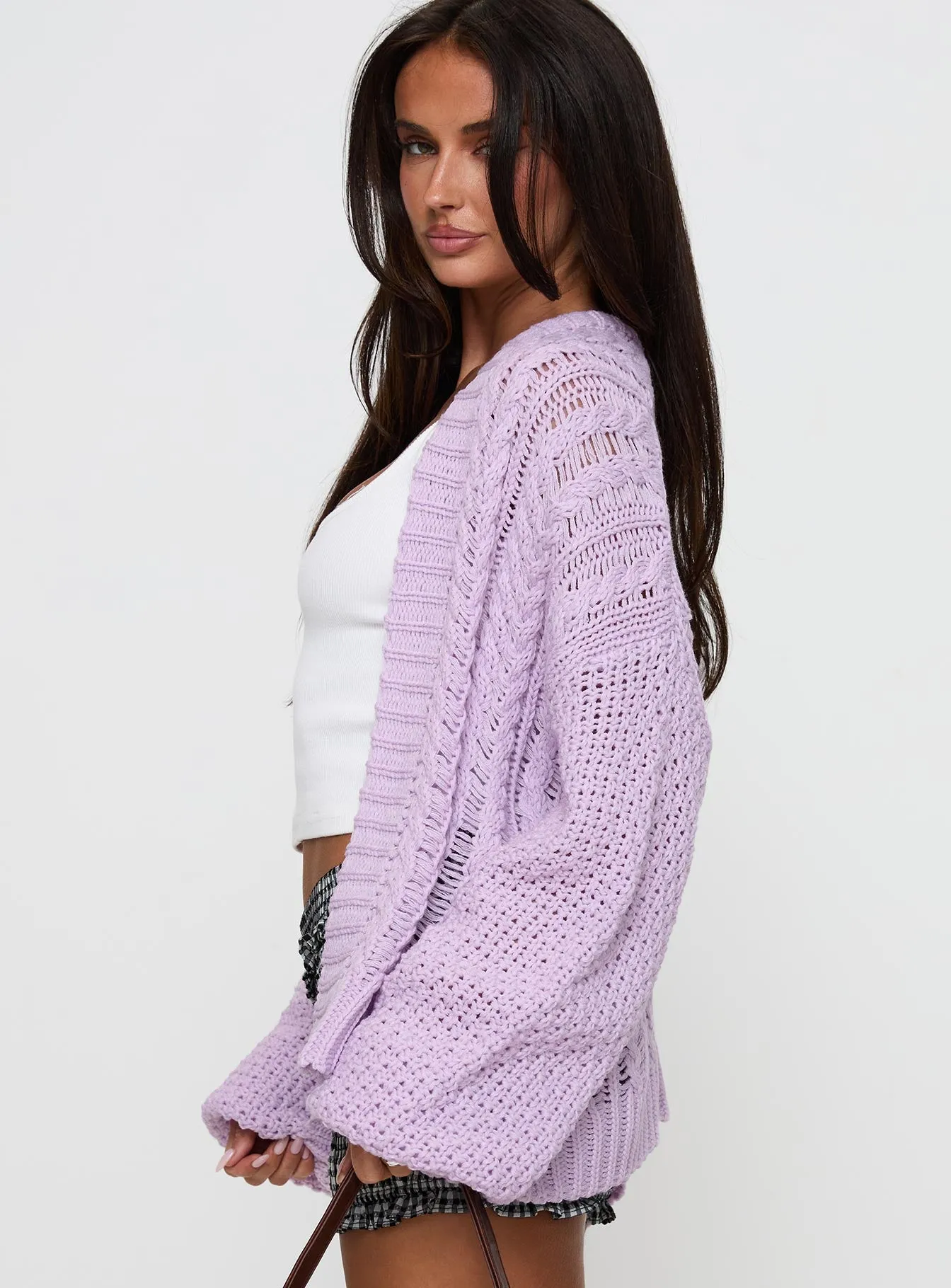 Abner Cable Cardigan Lilac sold by Princess Polly product image thumbnail 4