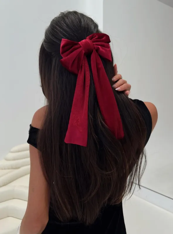 In Love Forever Hair Bow Red sold by Princess Polly