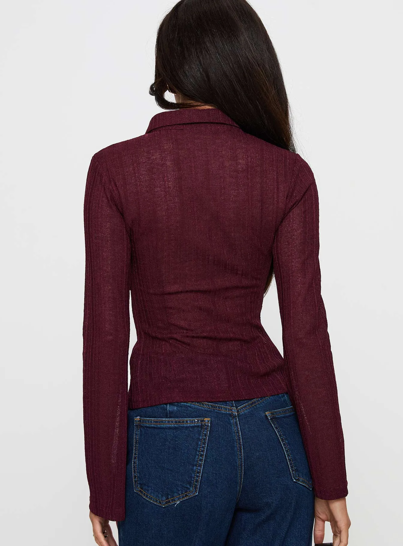 When You Sleep Long Sleeve Top Wine sold by Princess Polly product image thumbnail 4