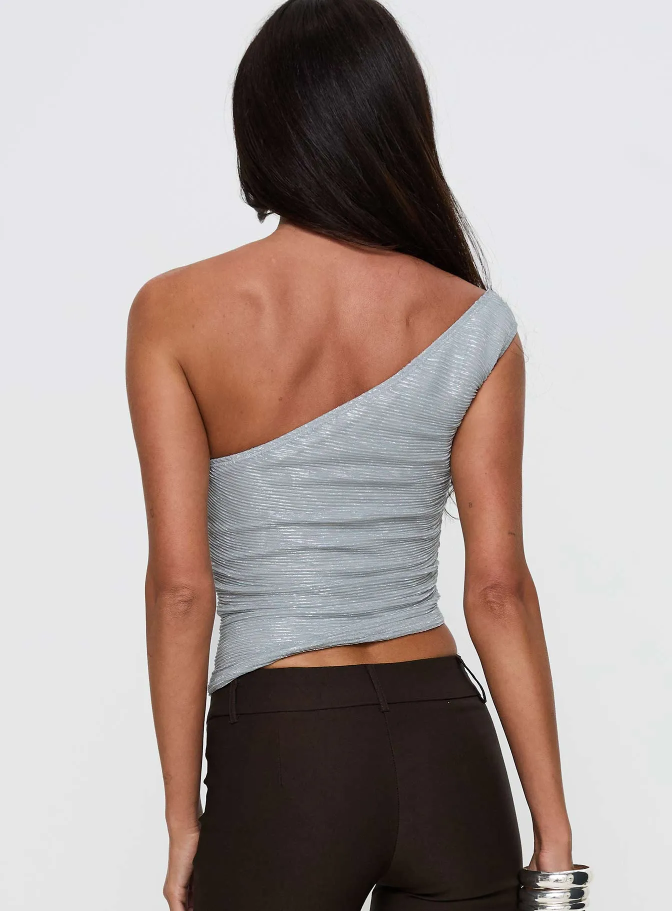 No Distractions One Shoulder Top Silver sold by Princess Polly product image thumbnail 5